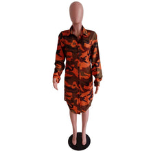 Load image into Gallery viewer, Autumn Long Shirt Dress Women Long Sleeve Camouflage Print Knee Length Casual Dresses Streetwear Button Oversize T Shirt Dress