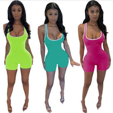 Load image into Gallery viewer, Fitness Casual Sporty Biker Playsuit Women Sleeveless Bodycon Rompers Womens Jumpsuit Shorts Jogging Suit Sportswear