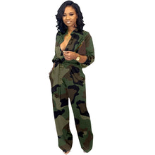 Load image into Gallery viewer, Autumn Casual Rompers Womens Jumpsuit Plus Size Camouflage Print Jumpsuit Long Sleeve Pockets Loose Wide Leg Jumpsuit Overalls