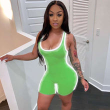 Load image into Gallery viewer, Fitness Casual Sporty Biker Playsuit Women Sleeveless Bodycon Rompers Womens Jumpsuit Shorts Jogging Suit Sportswear