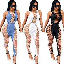 Load image into Gallery viewer, Side Lace Up Sexy Party Jumpsuit Women Summer Sleeveless Hollow Out Nightclub Jumpsuits Overall Skinny Jumpsuit Macacao Feminino