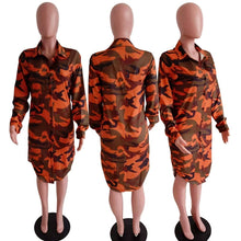 Load image into Gallery viewer, Autumn Long Shirt Dress Women Long Sleeve Camouflage Print Knee Length Casual Dresses Streetwear Button Oversize T Shirt Dress