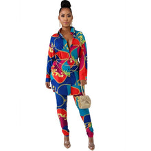 Load image into Gallery viewer, Sexy 2 Piece Set Women Tracksuit Print Long Sleeve Top and Pants Set Leisure Suit Autumn Two Piece Casual Women Set Clothes