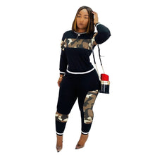 Load image into Gallery viewer, Leopard Camouflage Two Pieces Set Women&#39;s Sports Suit Long Sleeve Sweatshirt and Sweatpants Casual Tracksuit Jogging Femme