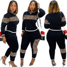 Load image into Gallery viewer, Leopard Camouflage Two Pieces Set Women&#39;s Sports Suit Long Sleeve Sweatshirt and Sweatpants Casual Tracksuit Jogging Femme