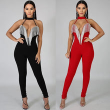 Load image into Gallery viewer, Sexy Club Jumpsuits Women Fringe Tassel Bodycon Bandage Jumpsuit Elegant Romper Pants Skinny Backless Party Festival Jumpsuit