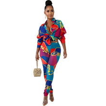 Load image into Gallery viewer, Sexy 2 Piece Set Women Tracksuit Print Long Sleeve Top and Pants Set Leisure Suit Autumn Two Piece Casual Women Set Clothes