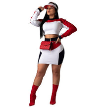 Load image into Gallery viewer, Casual 2 Piece Set Tracksuit Patchwork Crop Top and Zipper Bodycon Mini Skirt Set Party Club Sexy Two Piece Outfits