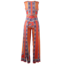 Load image into Gallery viewer, Dashiki Ethnic African Print Jumpsuit Sexy Romper Women V-neck Sleeveless Indie Folk Overalls Elegant Orange One Piece Jumpsuit