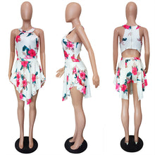 Load image into Gallery viewer, Sexy Off Shoulder Floral Print Boho Beach Romper Women Halter Sleeveless Short Jumpsuit Ladies Summer Playsuits Macacao Feminino