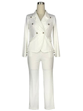 Load image into Gallery viewer, White Blazer Suit Women Pants Suits Two Piece Sets Slim Double Breasted Jacket and Long Pants Formal Office Wear Business Suit