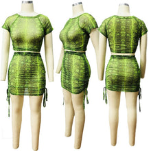 Load image into Gallery viewer, Snake Print Sexy Two Piece Set Women Festival Clothing Bodycon 2 Piece Crop Top and Skirt Set Summer Matching Sets Club Outfits