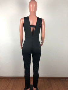 Black Sexy Bodycon Jumpsuits for Women Summer Sleeveless Rhinestone Club Party Skinny Rompers Womens Jumpsuit Female Overalls