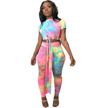 Load image into Gallery viewer, Casual Women Two Piece Set Top and Calf Length Pants Set Summer Tracksuit Sweat Suit Tie Dye Print Women 2 Piece Set Outfits