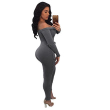 Load image into Gallery viewer, Winter Women Off Shoulder Party Bodycon Jumpsuit Elegant Skinny Slim Sexy Jumpsuit One Piece Long Sleeve Rompers Womens Jumpsuit