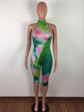 Load image into Gallery viewer, Womens Sexy Playsuit Romper Summer Short Jumpsuit Women Tie Dye Print Backless Bodycon Skinny Club Party Casual Romper Jumpsuit