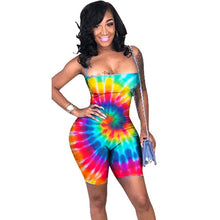 Load image into Gallery viewer, Sexy Bodycon One Piece Jumpsuit Shorts Playsuit New Women Colorful Tie Dye Fitness Romper Skinny Backless Summer Beach Bodysuits