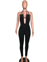 Load image into Gallery viewer, Halter Open Back Sexy Black Glitter Jumpsuit Women Rompers Autumn Sleeveless Party Club Wear Backless Bodycon Jumpsuit Catsuit