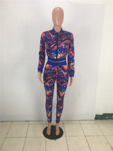 Load image into Gallery viewer, Printed Two Piece Tracksuit Set Top and Pants Jogging Sweat Suits Streetwear Casual 2 Piece Outfits