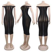 Load image into Gallery viewer, Sexy Off The Shoulder Bodycon Dresses Women Summer Black Transparent Mesh See Through Dress Fashion Elegant Club Party Dress