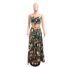 Load image into Gallery viewer, Sexy Strapless Sleeveless Beach Wear Two Piece Summer Dresses for Women Floral Print Boho Bow Long Maxi Dresses Ball Gown