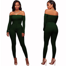 Load image into Gallery viewer, New Women Elegant Winter Jumpsuits Knitted Ribbed Long Sleeve Off Shoulder Casual Rompers Sexy Club Wear Bodycon Jumpsuit