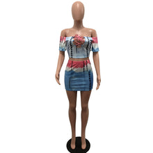 Load image into Gallery viewer, Women Two Piece Set Lace up Crop Top and Skirt Set Tie Dye Pattern Printed T Shirts Casual Tracksuit 2 Piece Outfits