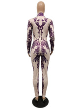 Load image into Gallery viewer, Floral Printed Bodycon Jumpsuit Women Winter Long Sleeve Skinny Long Pants Romper Tight Nightclub Party Jumpsuits Overalls