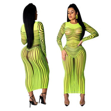 Load image into Gallery viewer, Sexy Bodycon Summer Dress Women Long Sleeve Print Elegant Sheer Mesh Bandage Dress Celebrity Night Club Party Bodycon Dresses