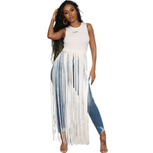 Load image into Gallery viewer, Plus Size Casual Summer Dresses Women Fringe Tassel Long T Shirt Dress Women Sleeveless O-neck Black Korean Streetwear Dress