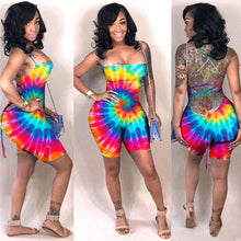 Load image into Gallery viewer, Sexy Bodycon One Piece Jumpsuit Shorts Playsuit New Women Colorful Tie Dye Fitness Romper Skinny Backless Summer Beach Bodysuits