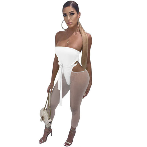 Sexy Strapless Backless Bodycon Bandage Jumpsuit Women Cut Out Skinny Ankle-length Pants Romper Party Club One Piece Overalls