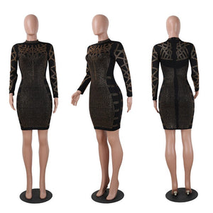 Rhinestone Bodycon Mini Dress Women Winter Long Sleeve Elegant Embellished Celebrity Evening Party Dress NightClub Dresses