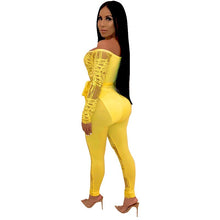 Load image into Gallery viewer, Sexy Off Shoulder Jumpsuit Women Print Long Sleeve Bodycon Bandage Jumpsuit Party Club Casual Long Rompers Women Jumpsuit Belt