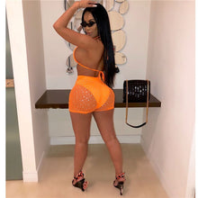 Load image into Gallery viewer, Sexy Two Piece Set Summer Women Beach Bikini Push Up Rhinestone Crop Top Shorts Set 2 Piece Matching Set Party Club Outfits