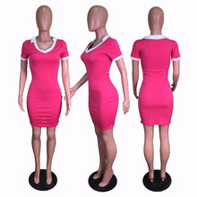 Load image into Gallery viewer, Plus Size Casual Bodycon Dress Women Short Sleeve Summer t-shirt Dress Ladies Beach Streetwear Basic Elastic Sheath Mini Dress