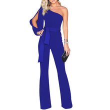 Load image into Gallery viewer, Party Sexy Rompers Womens Jumpsuit Long Sleeve Split One Shoulder Overalls Elegant Evening Wear Black Formal Jumpsuits Sashes