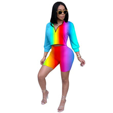 Load image into Gallery viewer, Two Piece Set Summer Tracksuit Women Crop Top and Shorts Set Casual Sportwear 2 Piece Outfits for Women Sweat Suits