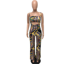 Load image into Gallery viewer, Geometic Print Sexy Two Piece Set Summer Outfits Strapless Crop Top and Pants Set Club Party Matching 2 Piece Set Women Jumpsuit