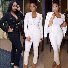 Load image into Gallery viewer, White Blazer Suit Women Pants Suits Two Piece Sets Slim Double Breasted Jacket and Long Pants Formal Office Wear Business Suit