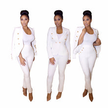 Load image into Gallery viewer, White Blazer Suit Women Pants Suits Two Piece Sets Slim Double Breasted Jacket and Long Pants Formal Office Wear Business Suit