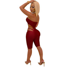 Load image into Gallery viewer, Sexy Cut-Out Strapless Tube Jumpsuit Shorts Playsuits Women Sleeveless Casual Fitness Summer Bodycon Romper Club Party Bodysuits