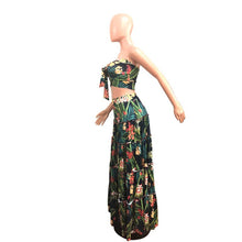 Load image into Gallery viewer, Sexy Strapless Sleeveless Beach Wear Two Piece Summer Dresses for Women Floral Print Boho Bow Long Maxi Dresses Ball Gown