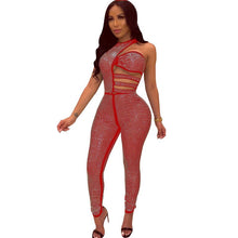 Load image into Gallery viewer, Sexy Rhinestone Sparkly Jumpsuit Women Sleeveless Hollow Out Skinny Bodycon Romper Luxury Glitter Club Party Jumpsuits Overalls