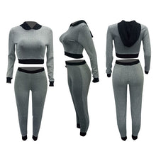 Load image into Gallery viewer, Long Sleeve Crop Top and Skinny Pants Casual Women&#39;s Tracksuits