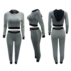 Long Sleeve Crop Top and Skinny Pants Casual Women's Tracksuits