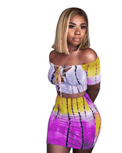 Load image into Gallery viewer, Women Two Piece Set Lace up Crop Top and Skirt Set Tie Dye Pattern Printed T Shirts Casual Tracksuit 2 Piece Outfits