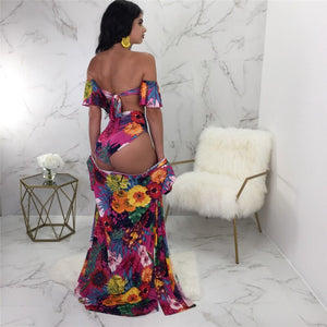 Sexy Summer Beach 3 Piece Set Women Strapless Crop Tops + Shorts + Cardigan Women Floral Print Beach Dresses Boho Outfits