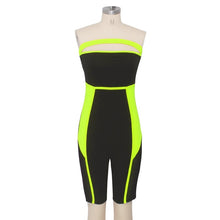 Load image into Gallery viewer, Neon Patchwork Sheer Mesh Sexy Bodycon Jumpsuit Shorts Romper Women Bandage Jumpsuit Summer Party Overalls Club Playsuit