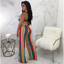 Load image into Gallery viewer, Sexy Two Piece Summer Outfits Women&#39;s 2 Piece Set Fashion Striped Strapless Crop Top and Wide Leg Pants Set Party Ladies Suit